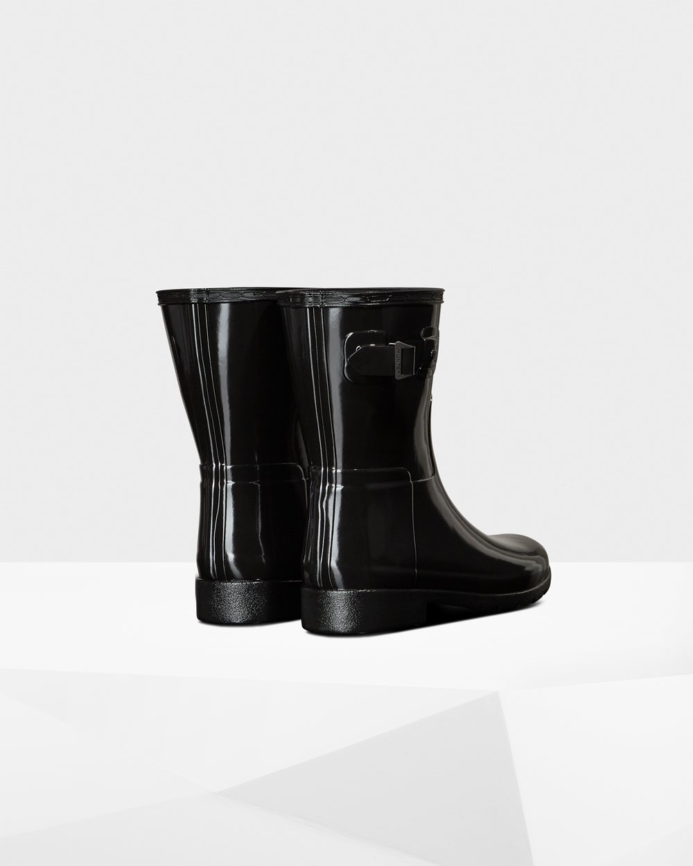 Hunter Refined Slim Fit Gloss Short Rain Boots - Online Womens Black - WFMDSX379